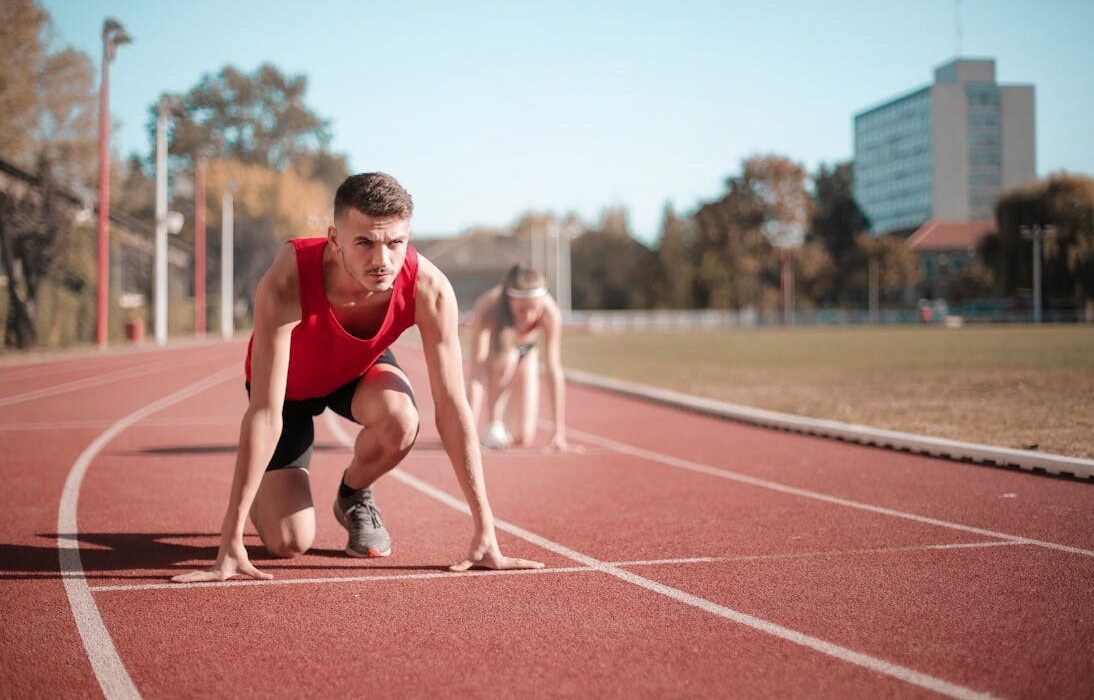 An athlete, after athletic optimization, is ready for a race
